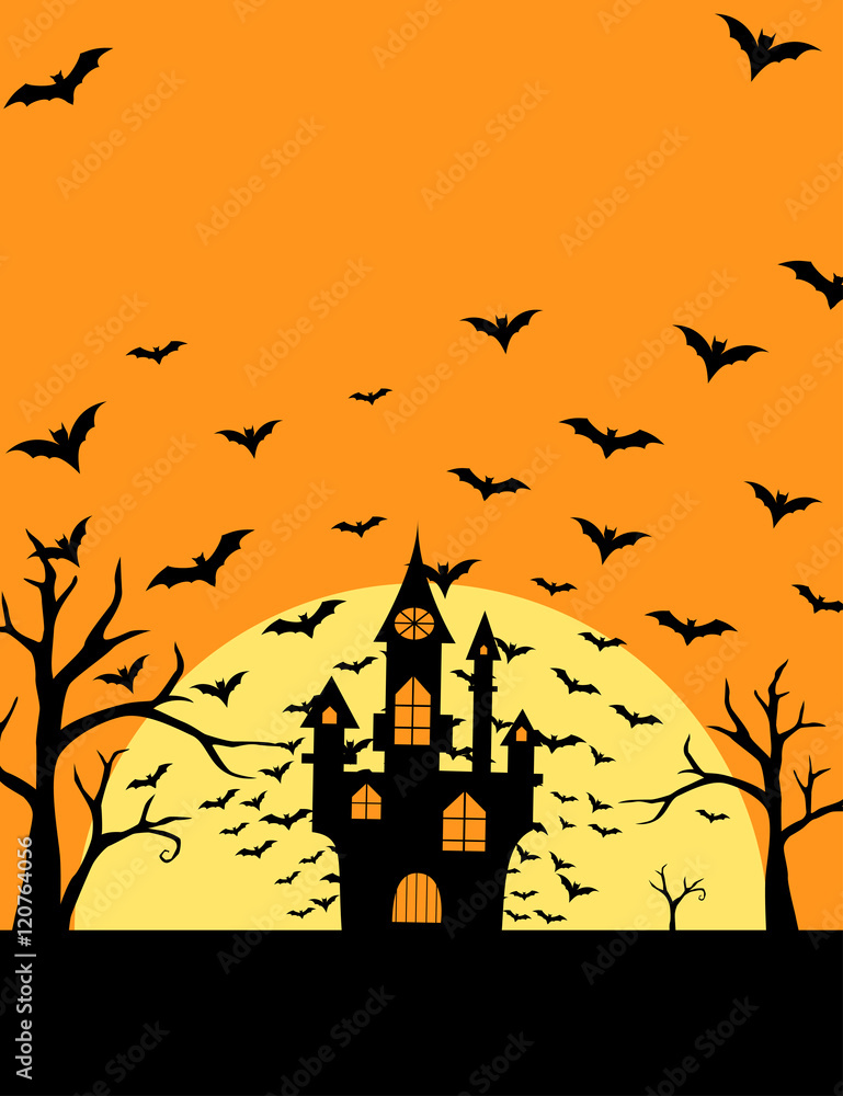 Halloween bats and castle poster design Halloween bats and castle poster design