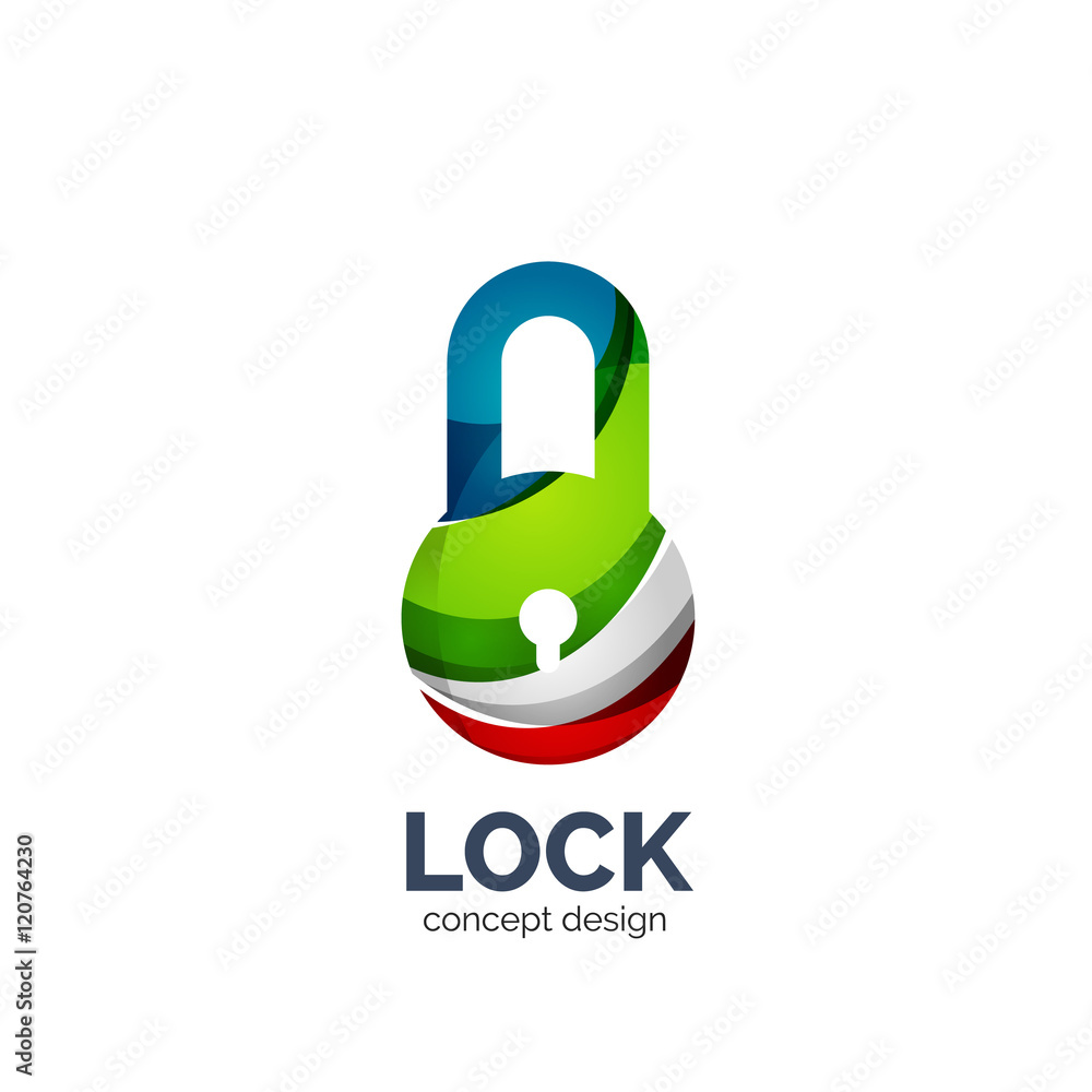 Vector creative abstract lock logo created with lines Vector creative abstract lock logo created with lines