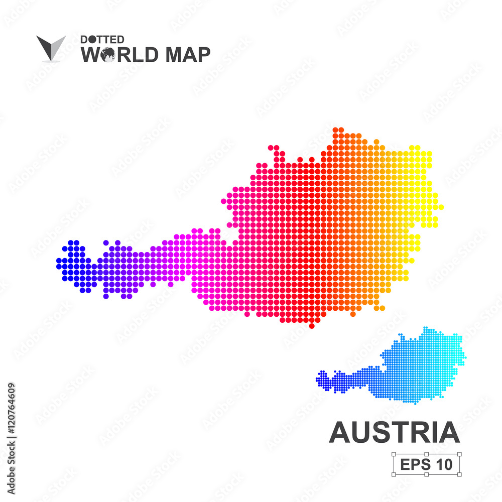 Map Of Austria Dotted Vector,Abstract computer graphic colorful