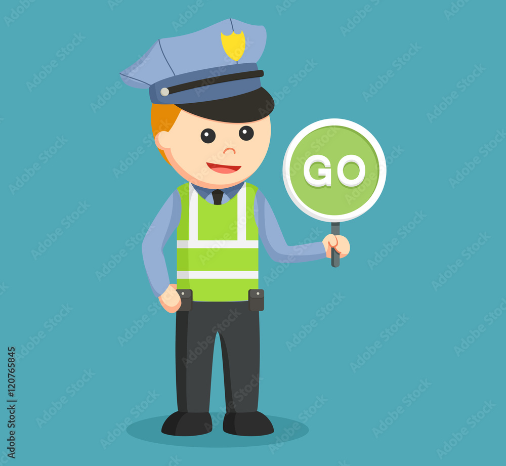 traffic police with go sign