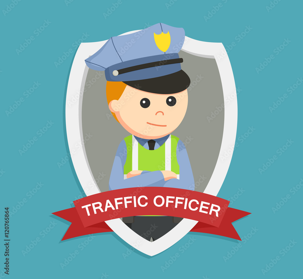 traffic police officer in emblem colorful