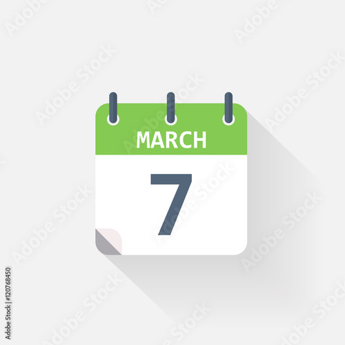 7 march calendar icon