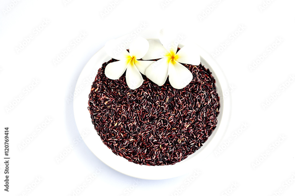 rice berry organic rice on white background, brown rice Thailand