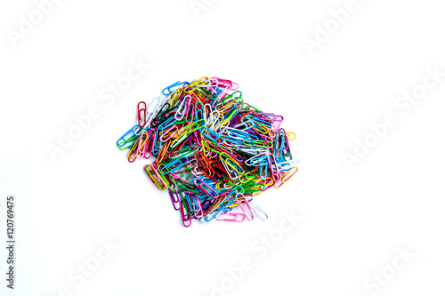 Obraz na płótnie Paper clip on white background,colorful paper clip. w salonie