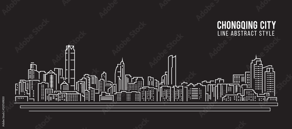Cityscape Building Line art Vector Illustration design - Chongqing city