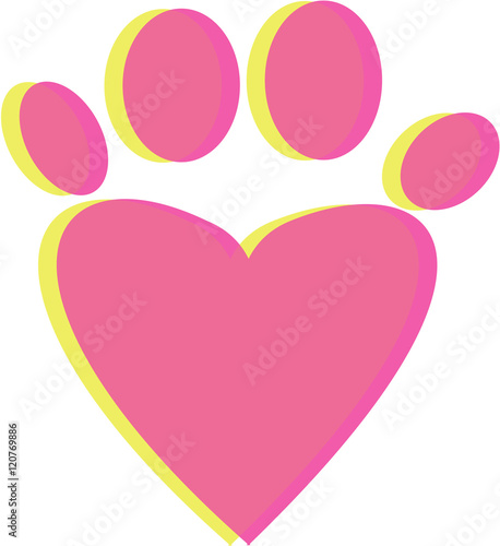 heart pet paw print icon
