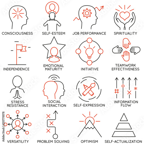 Vector set of 16 icons related to business management, strategy, career progress and business process. Mono line pictograms and infographics design elements - part 21