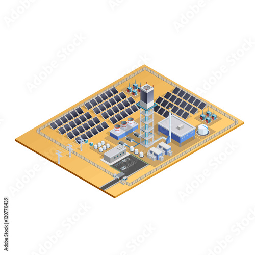 Solar Station Model Isometric Image photo