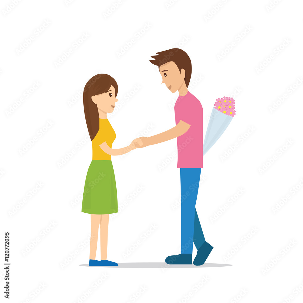 Happy smiling couple in love character vector illustration