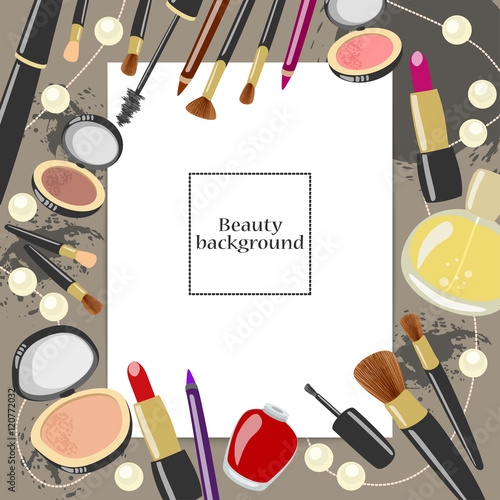 Vector beauty and makeup background template with copyspace