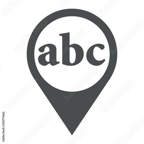 Icono plano localizacion texto abc gris