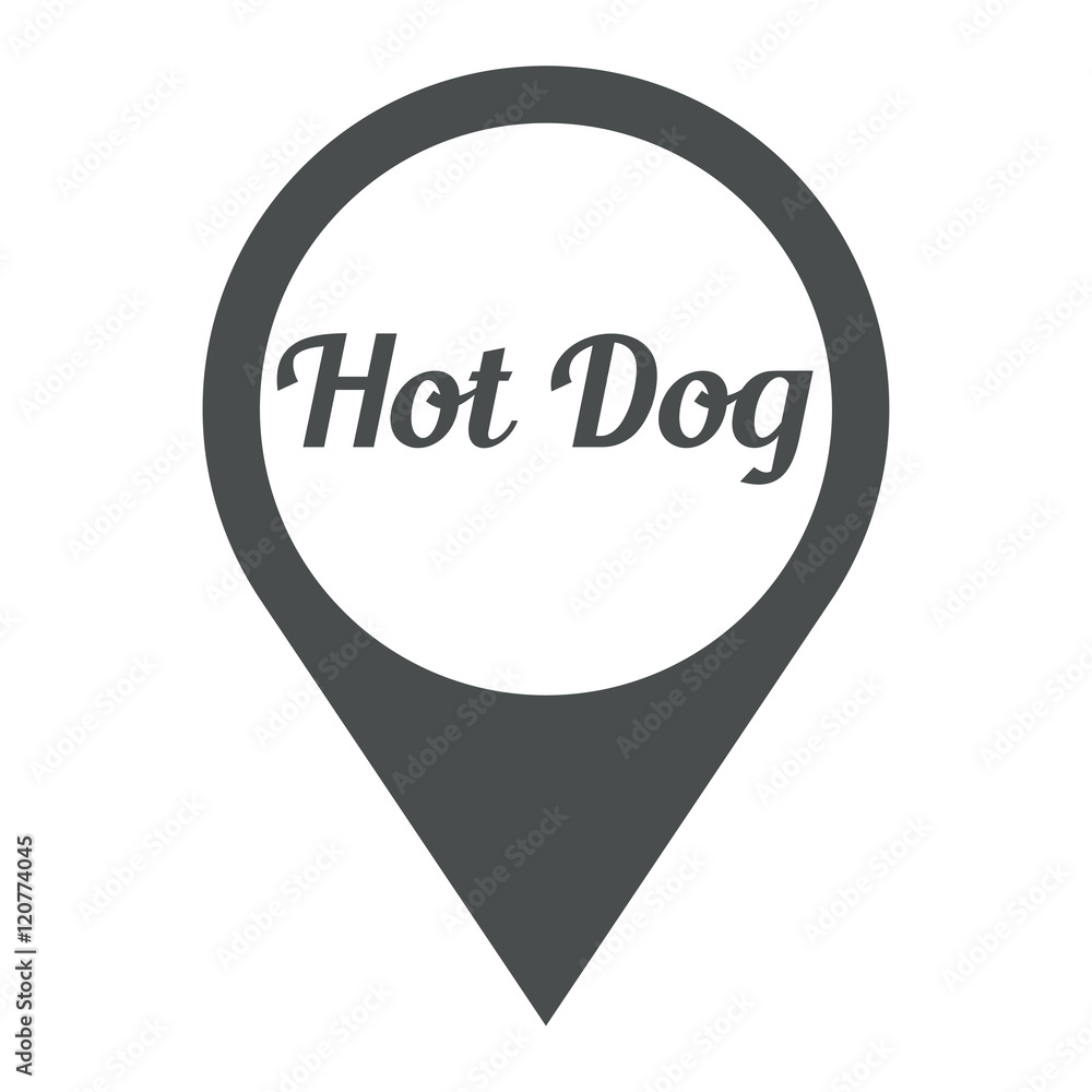 Icono plano localizacion texto Hot Dog gris Icono plano localizacion texto Hot Dog gris