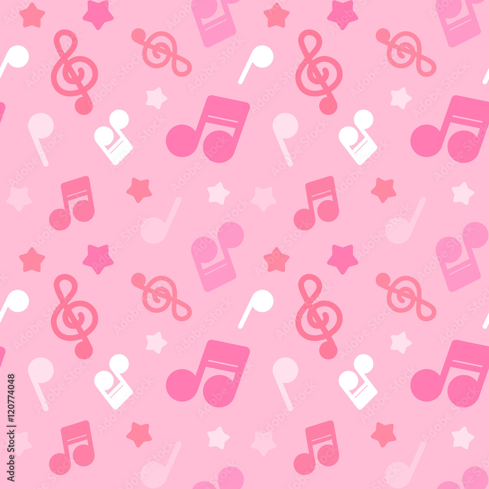 ポップな音符イラスト柄 繰り返しシームレスパターン ピンク系 Stock Vector Adobe Stock