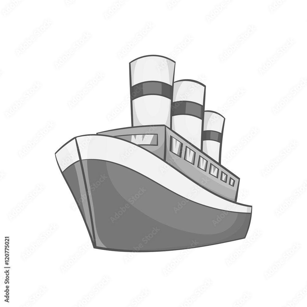 Ship icon in black monochrome style on a white background vector illustration Ship icon in black monochrome style on a white background vector illustration