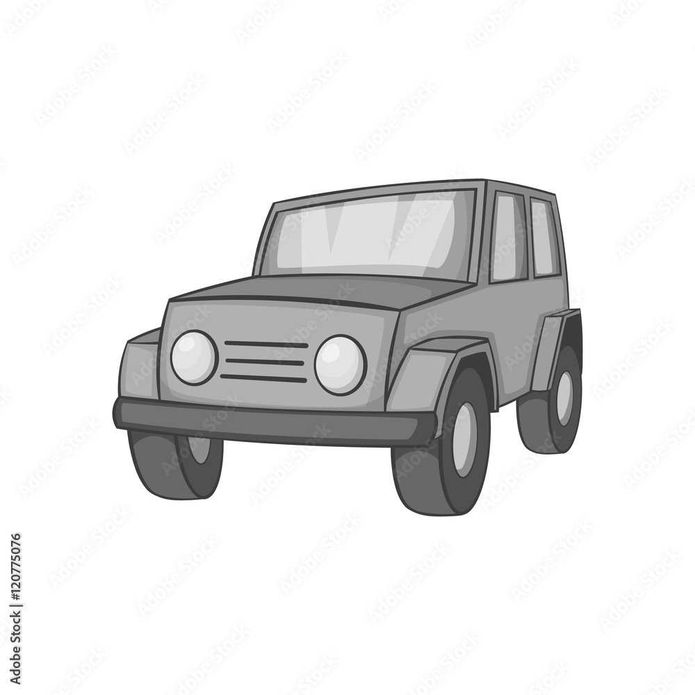 Jeep icon in black monochrome style on a white background vector illustration