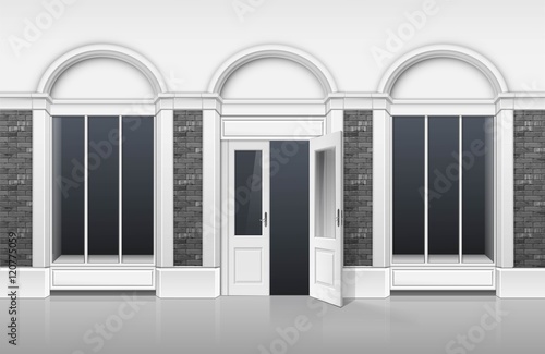 Shop Boutiqu with Windows Showcase, Open Door