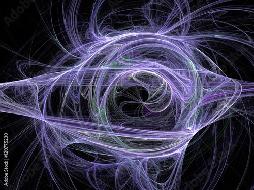 Lilac chaotic fractal with curved lines