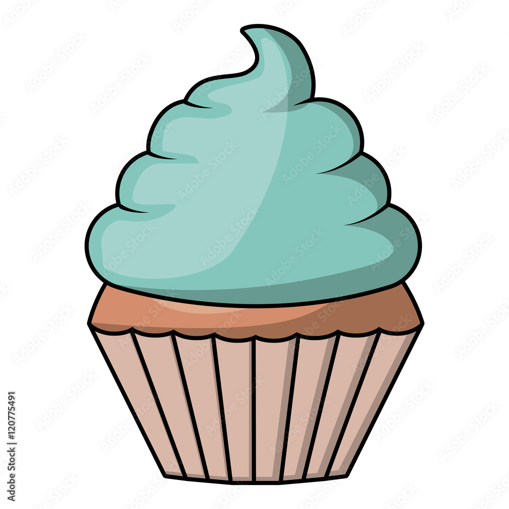 Muffin or cupcake cartoon icon. Food menu and dessert theme. Isolated design. Vector illustration Muffin or cupcake cartoon icon. Food menu and dessert theme. Isolated design. Vector illustration