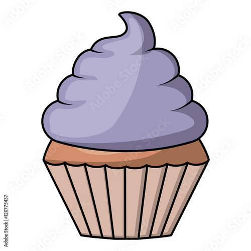 Muffin or cupcake cartoon icon. Food menu and dessert theme. Isolated design. Vector illustration