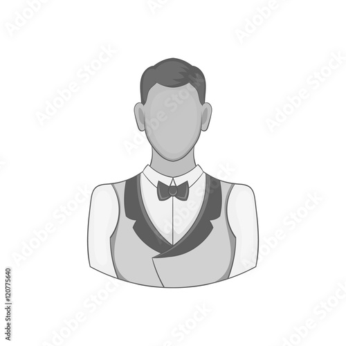 Casino croupier icon in black monochrome style on a white background vector illustration