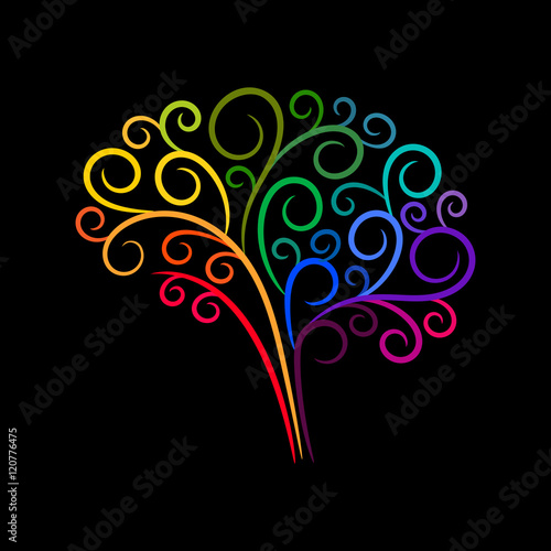 Abstract vignette colourful brain. Vector design for any decoration. Creative concept.