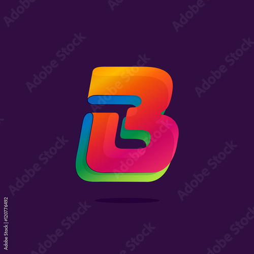 Letter B logo formed by colorful ribbon.