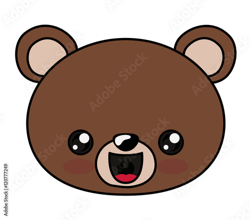 Bear with kawaii face icon. Cute animal cartoon and character theme. Isolated design. Vector illustration