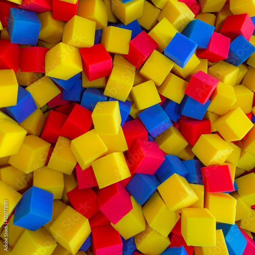 Colored foam rubber cubes background