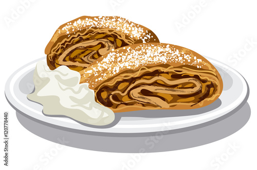 apple strudel with sour cream