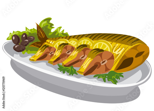 smoked mackerel on plate