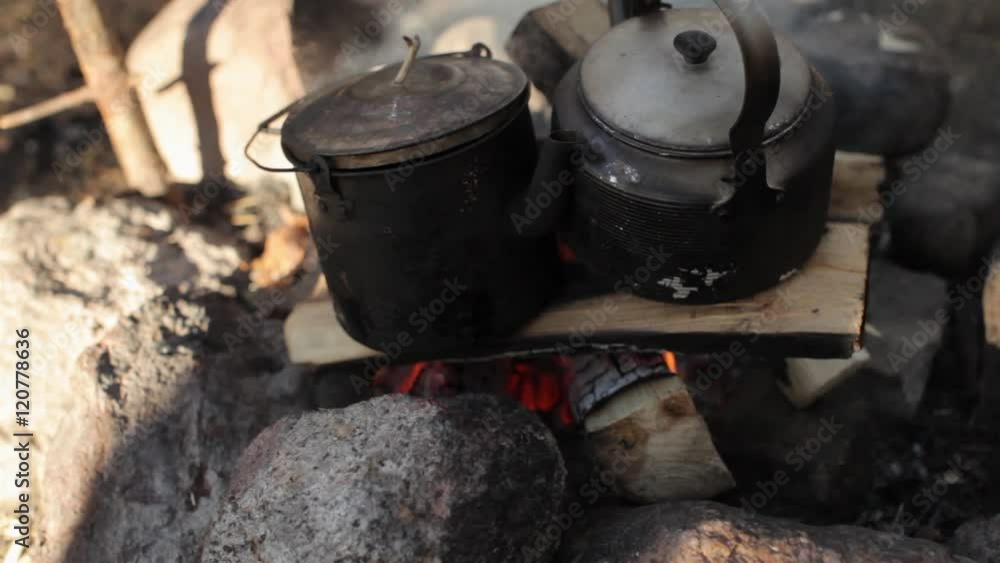 Kettle on the Fire. Camping, Nature. Kettle on the Fire. Camping, Nature.