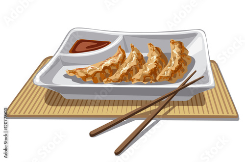 chinese dumplings with sauce