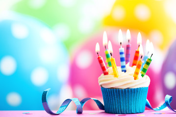Colorful birthday cupcake