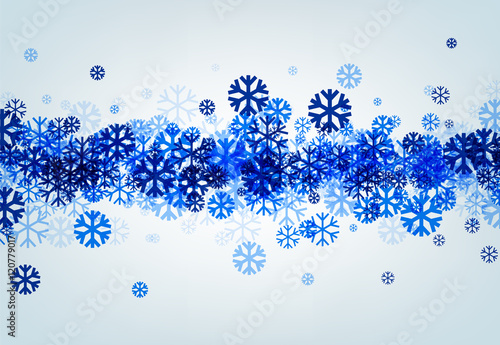 Winter background with blue snowflakes.