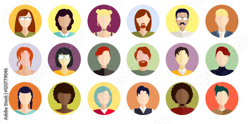Icons with women of different nationalities for your design