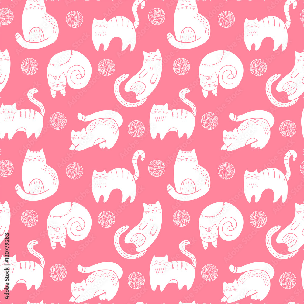 Cute seamless background with funny cats Cute seamless background with funny cats