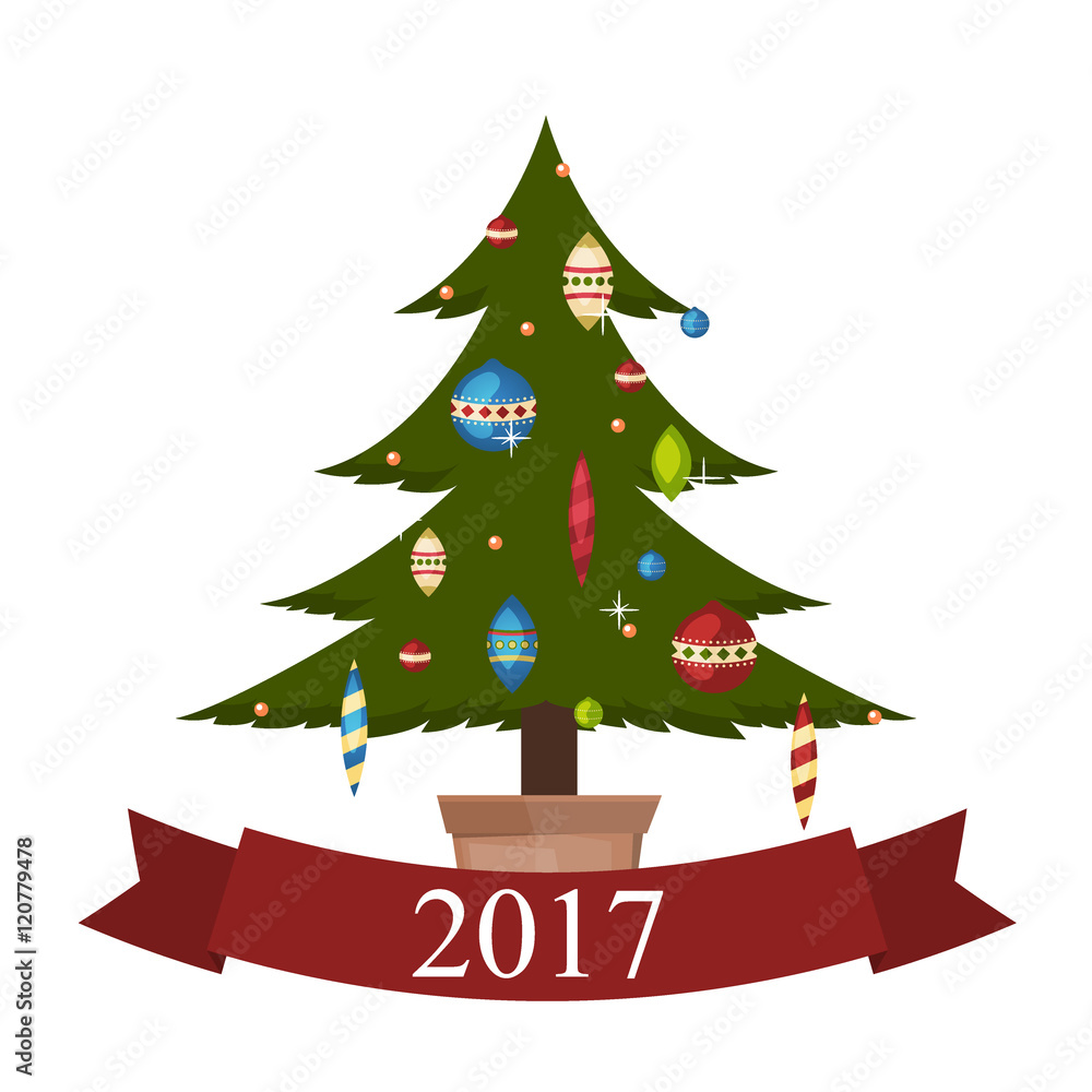 vector illustration of decorated Christmas tree vector illustration of decorated Christmas tree