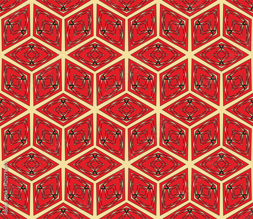 Seamless vector illustration with the image of a polygonal pattern with illusion cube.