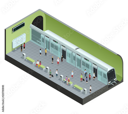 Subway Station Isometric Illustration