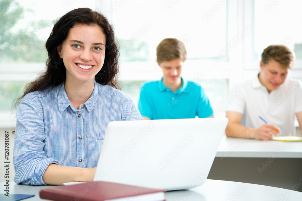 Pretty female university student portrait Pretty female university student portrait