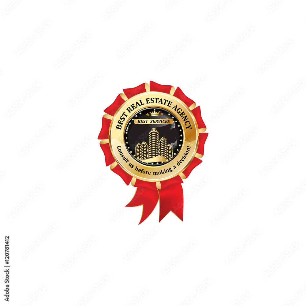 Best Real Estate Agency , best services - Consult us before making a decision - golden red award ribbon Best Real Estate Agency , best services - Consult us before making a decision - golden red award ribbon