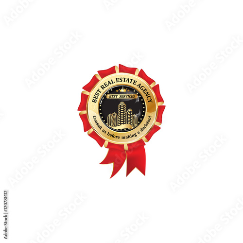 Best Real Estate Agency , best services - Consult us before making a decision - golden red award ribbon