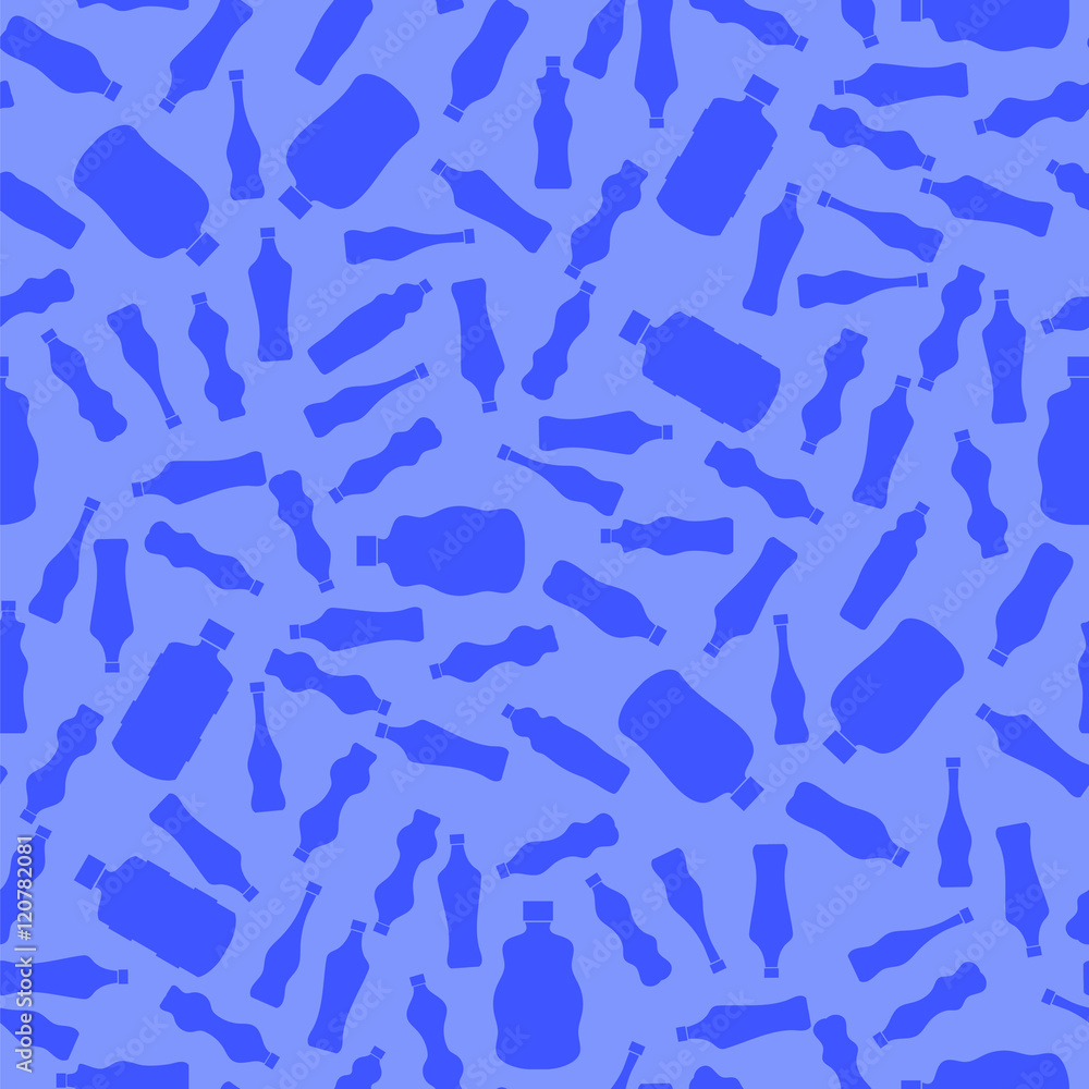 Water Bottles Seamless Pattern on Blue Background Water Bottles Seamless Pattern on Blue Background
