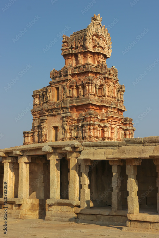 One of the towers of the Krishna temple in Hampi