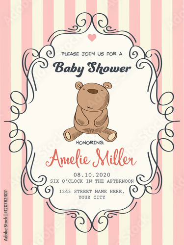 Delicate baby girl shower card
