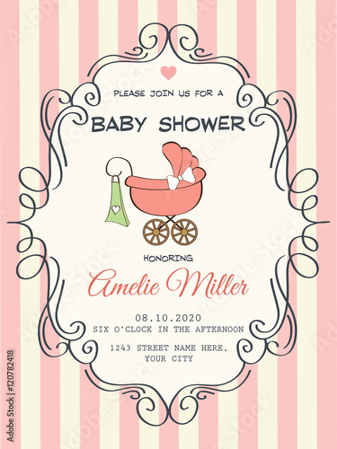 Delicate baby girl shower card