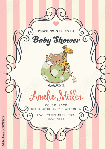 Delicate baby girl shower card