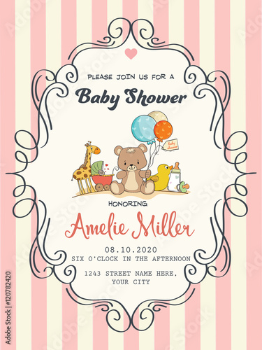 Delicate baby girl shower card