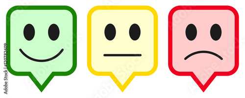 Evaluation speech bubbles flat icons, buttons