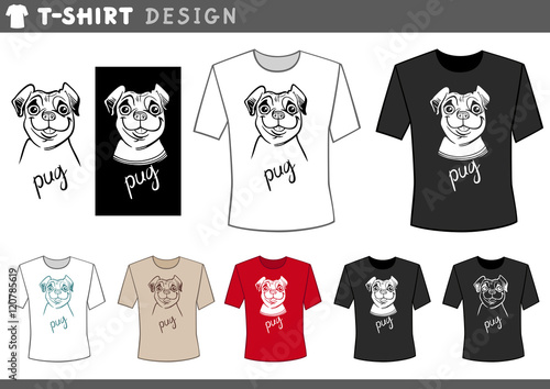 t shirt design with pug dog